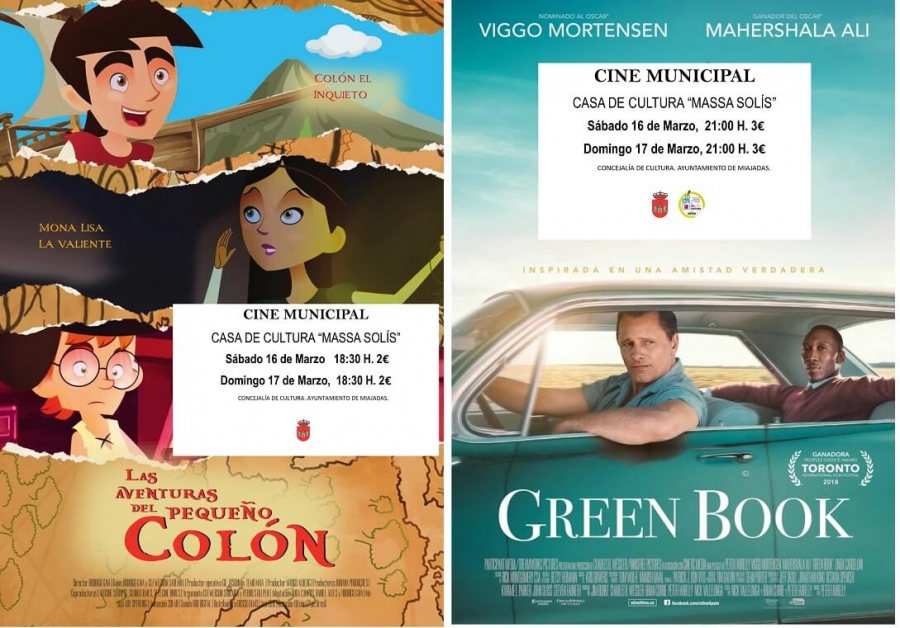El cine municipal proyecta: “Las aventuras del pequeño Colón” y “ Green Book”