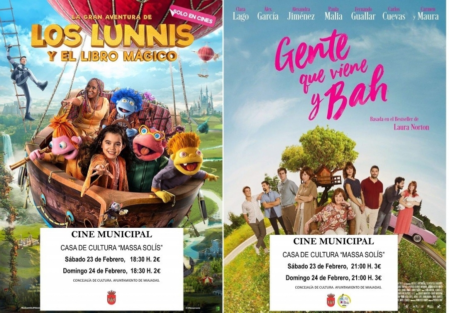 El cine municipal proyecta: “La gran aventura de los Lunnis y el libro mágico” y “ Gente que viene y bah”