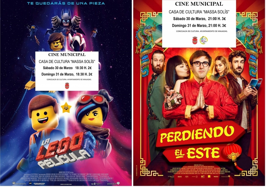 El cine municipal proyecta:”La Legopelícula 2″ y “Perdiendo el Este”