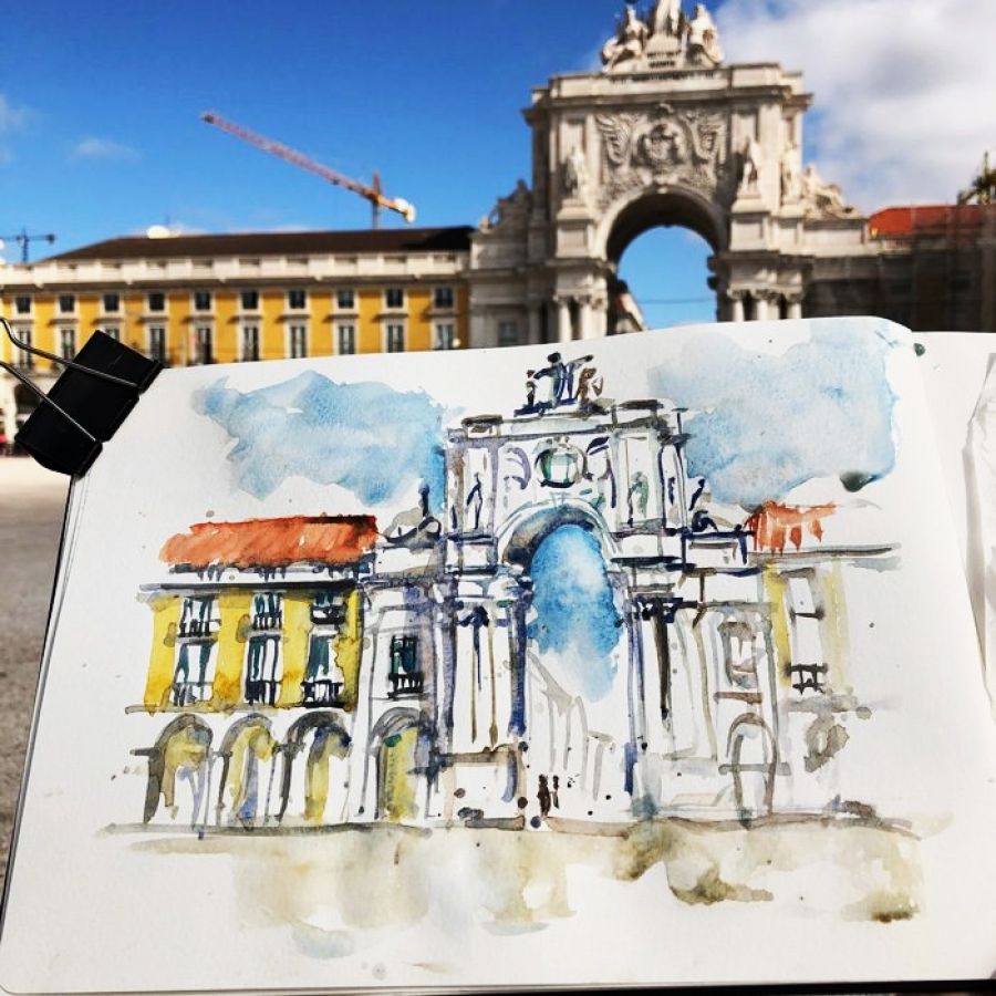 Urban Sketch workshop - Praça do Comercio