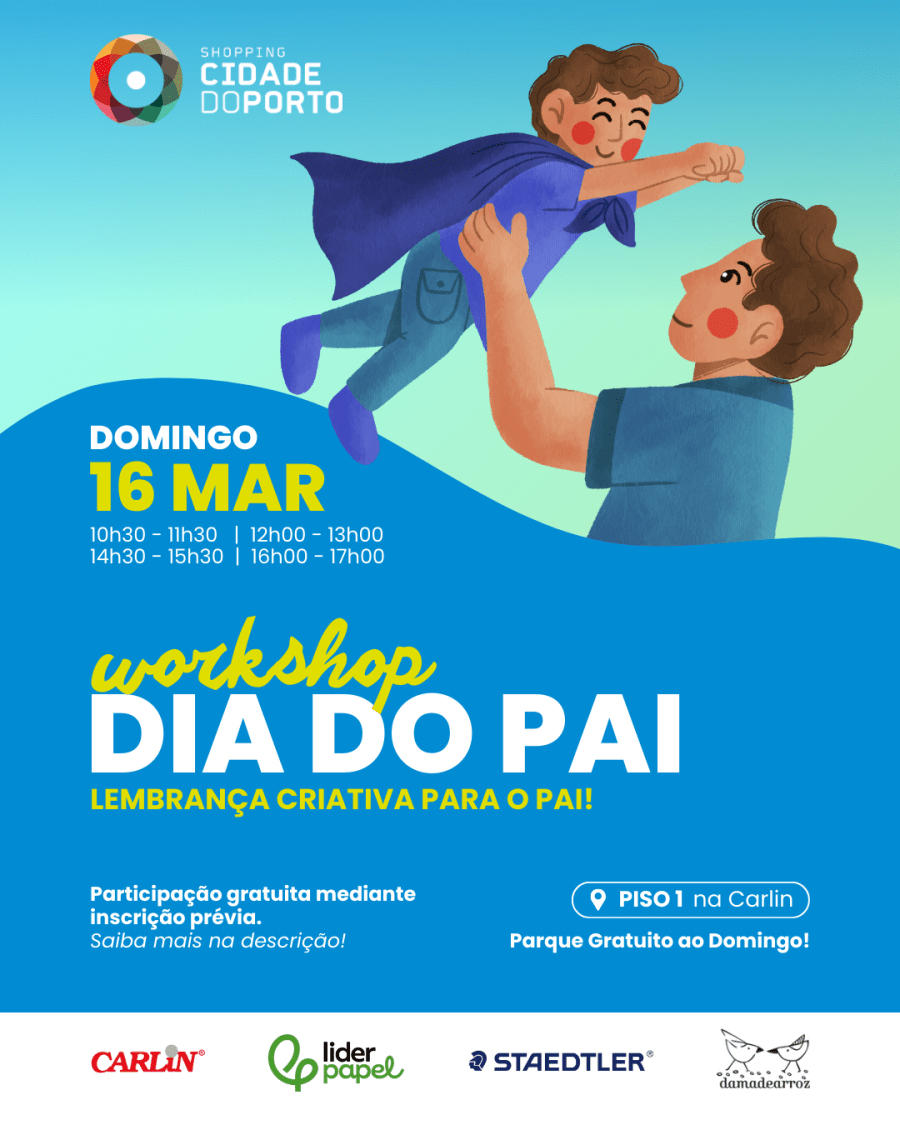Workshop criativo para pais e filhos no Shopping Cidade do Porto