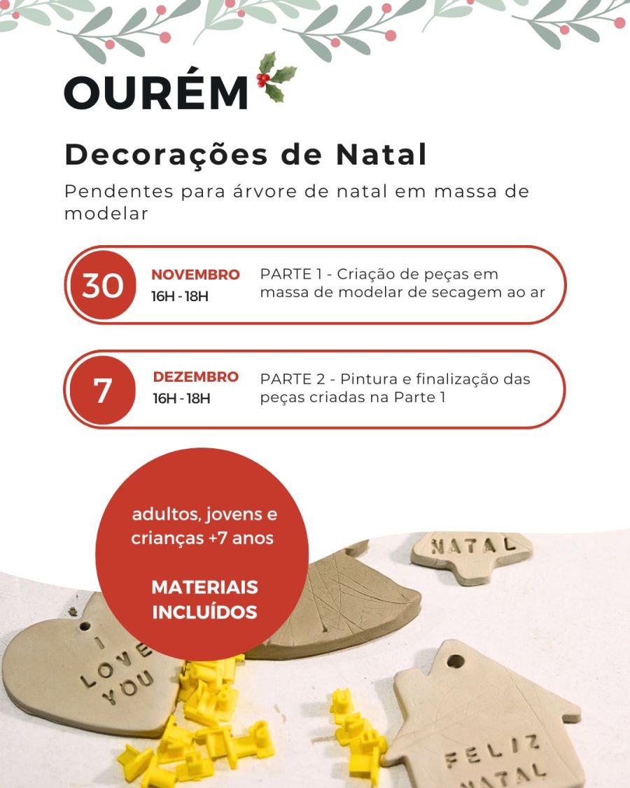 Workshop de Natal - Pendentes para árvore de Natal em massa de modelar