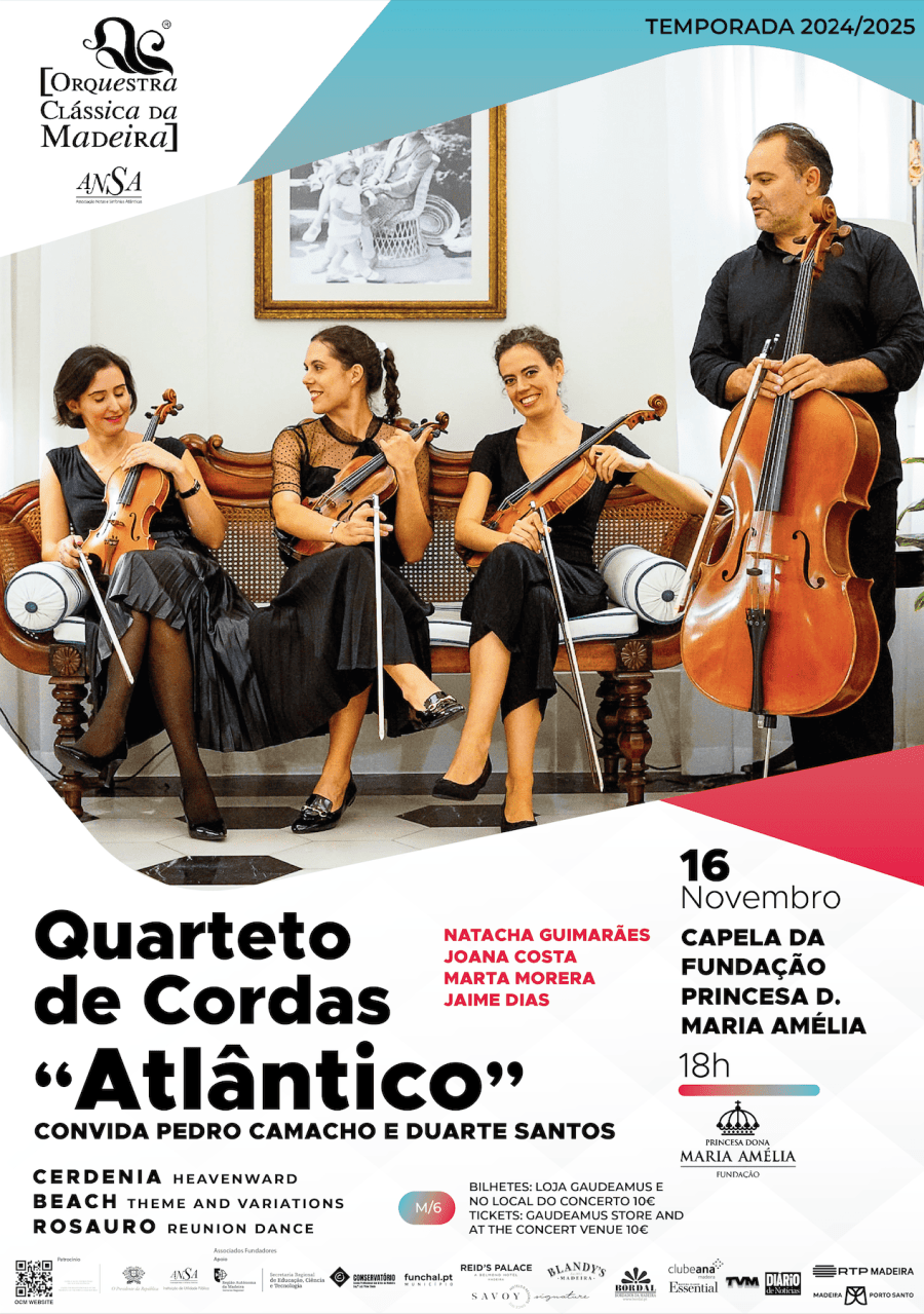 A Orquestra Clássica da Madeira apresenta Quarteto de Cordas 'Atlântico' convida Pedro Camacho e Duarte Santos