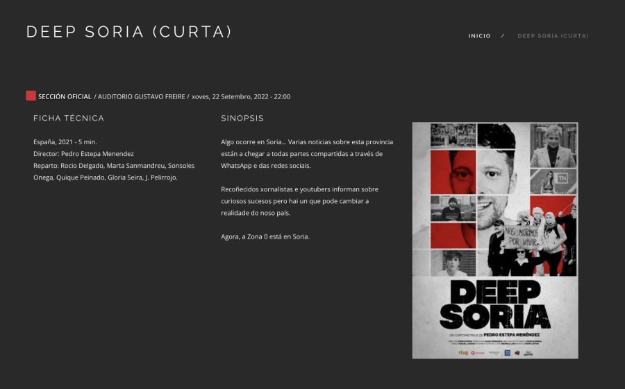 DEEP SORIA (CURTA) | XLIV Semana de Cine de Lugo 2022