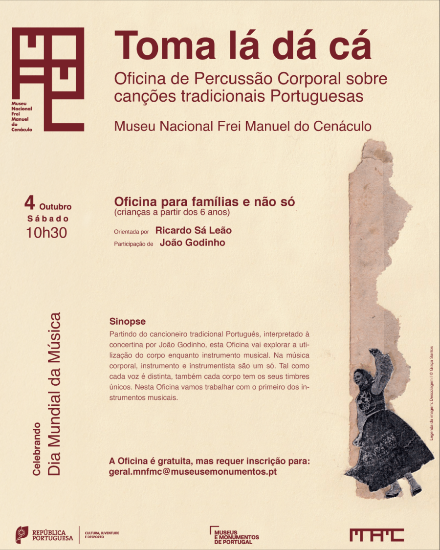 Dia Mundial da Música | Toma lá dá cá | oficina de percussão corporal sobre canções tradicionais portuguesas